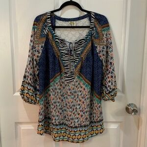 Anthropologie Fig & Flower Boho Peasant Top Plus Size 2X